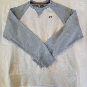 Y2K Vintage Russell Athletic Sweatshirt Men's Small Grey Premium Fleece Cotton